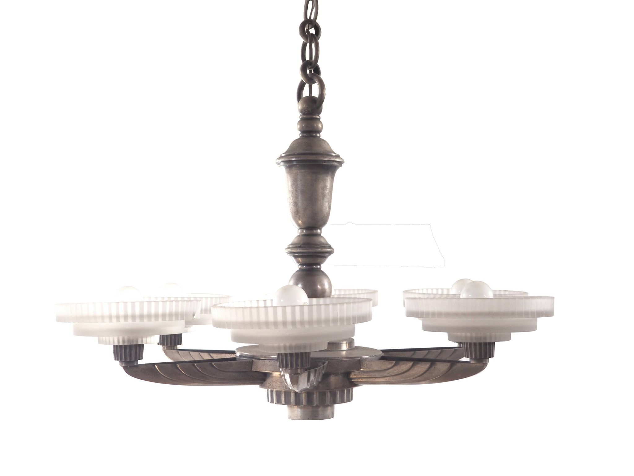 Petitot silver bronze art deco chandelier