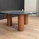 Black marble coffee table with wooden legs