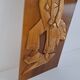 Mid-century Czech hand-carved wooden shepherd wall relief, 1960.