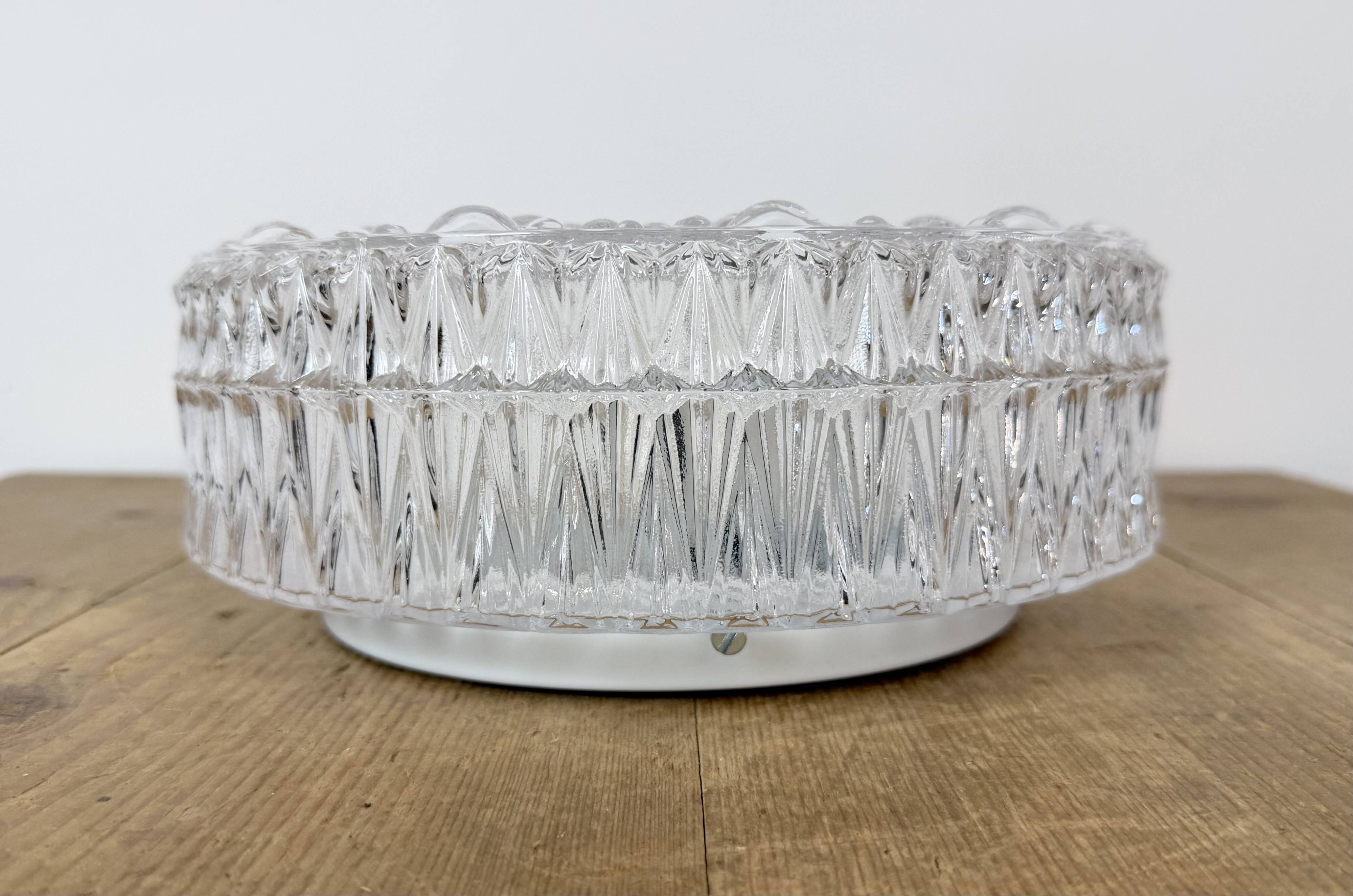 Vintage Glass Wall or Ceiling Light, 1970s