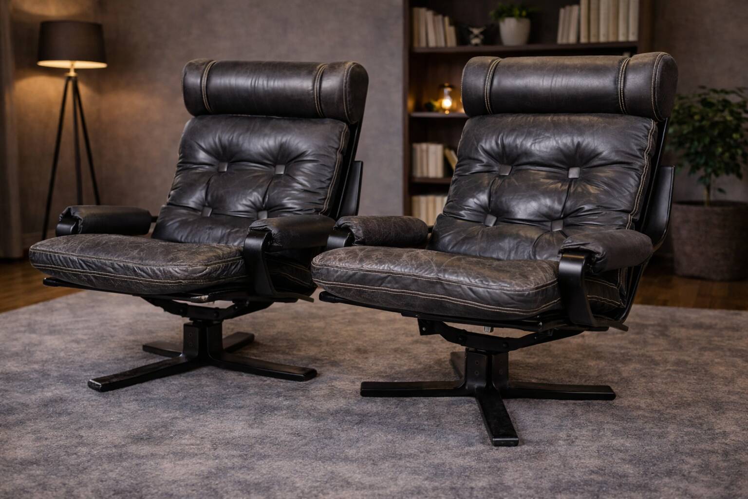 Vintage Pair of Spinning (Swivel) Armchairs — Second Half of the 20th