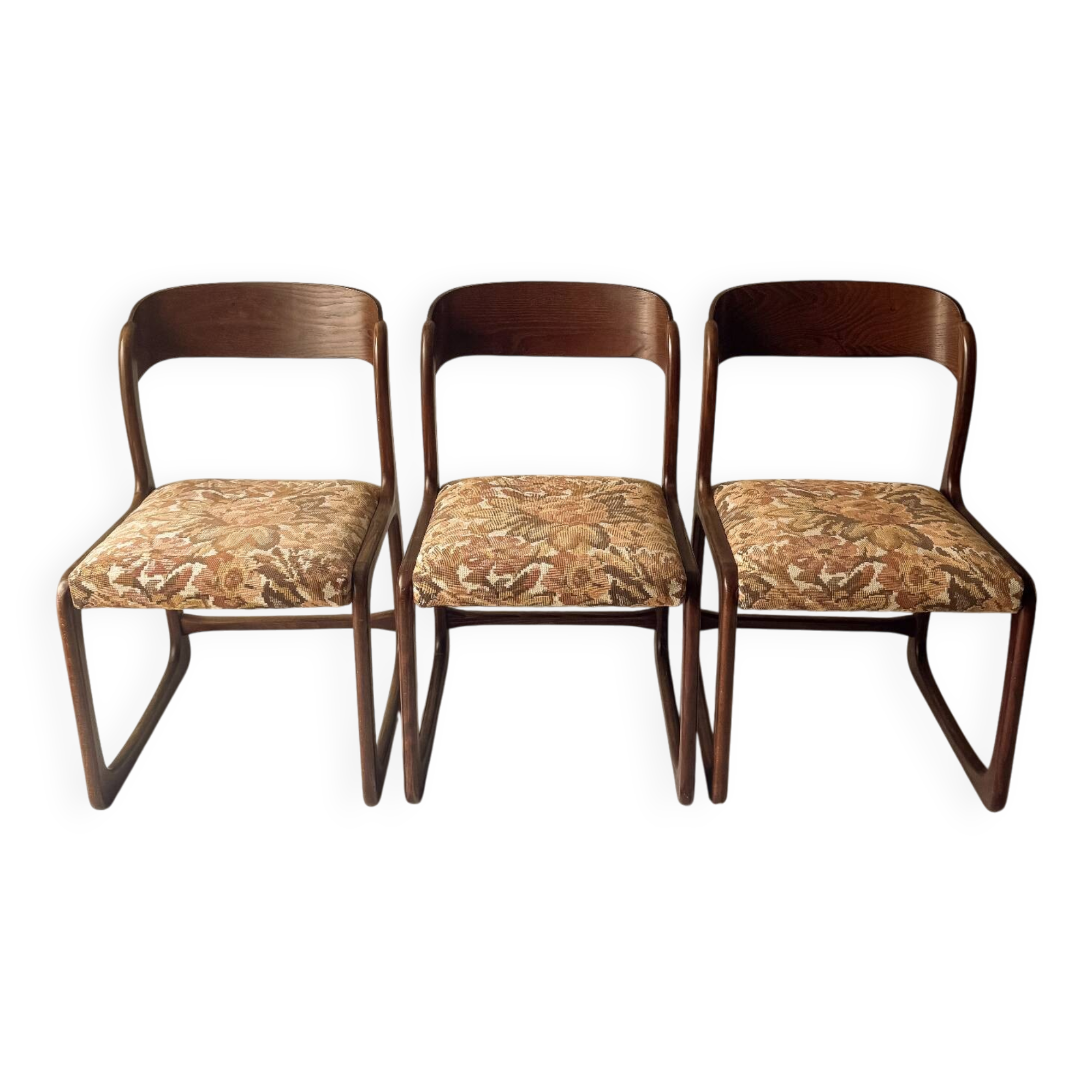 Set of 3 Baumann chairs, model bémol nicknamed sled.