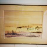 Watercolor signed gaston belmon