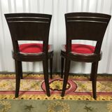 Pair of age Art Deco red velvet chairs