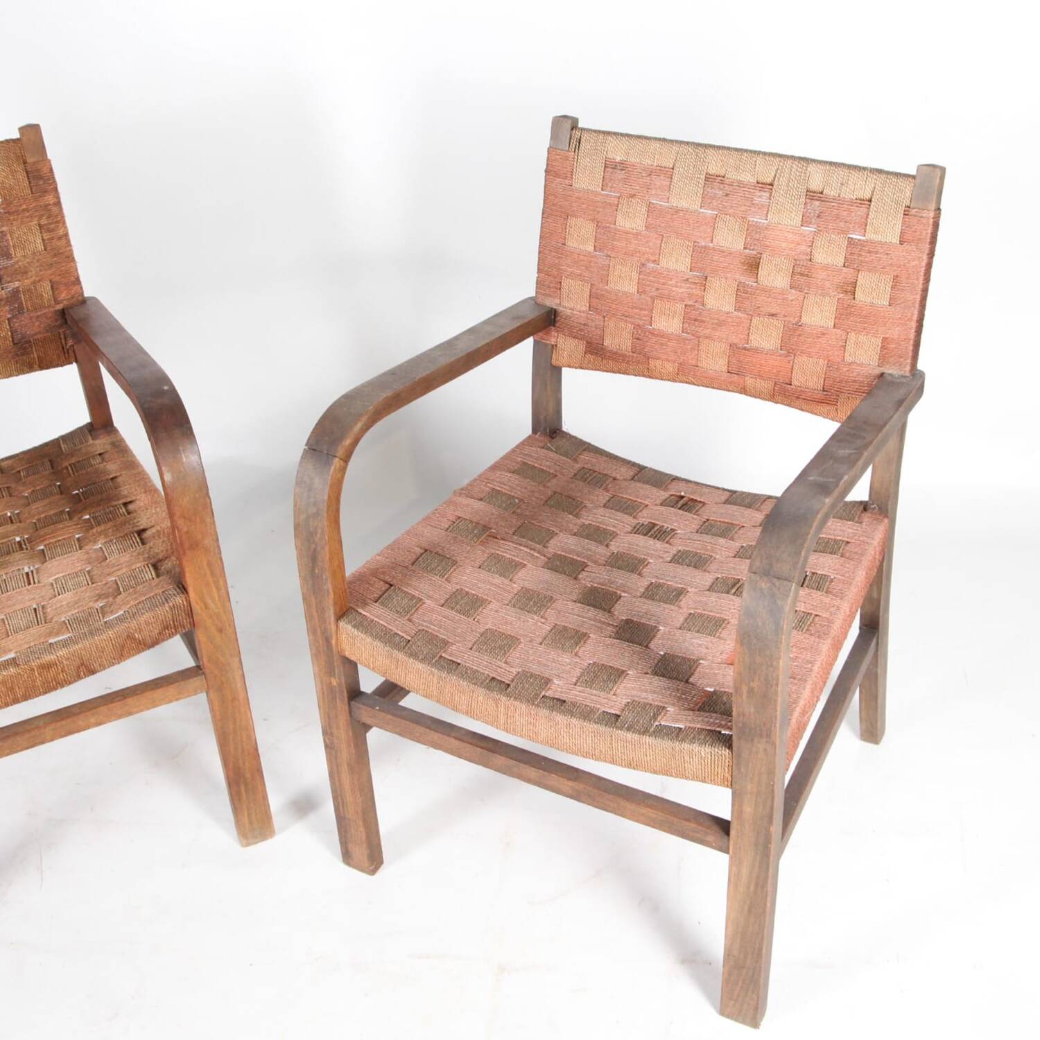 Pair of vintage rope armchairs