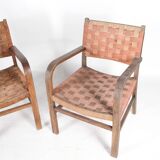 Paire de fauteuils en corde vintage