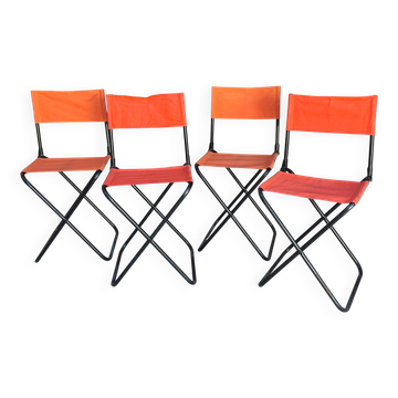 Serie de 4 sieges pliants "vintage" de camping