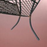 Vintage side table and magazine rack in wrought iron and ceramic tiles