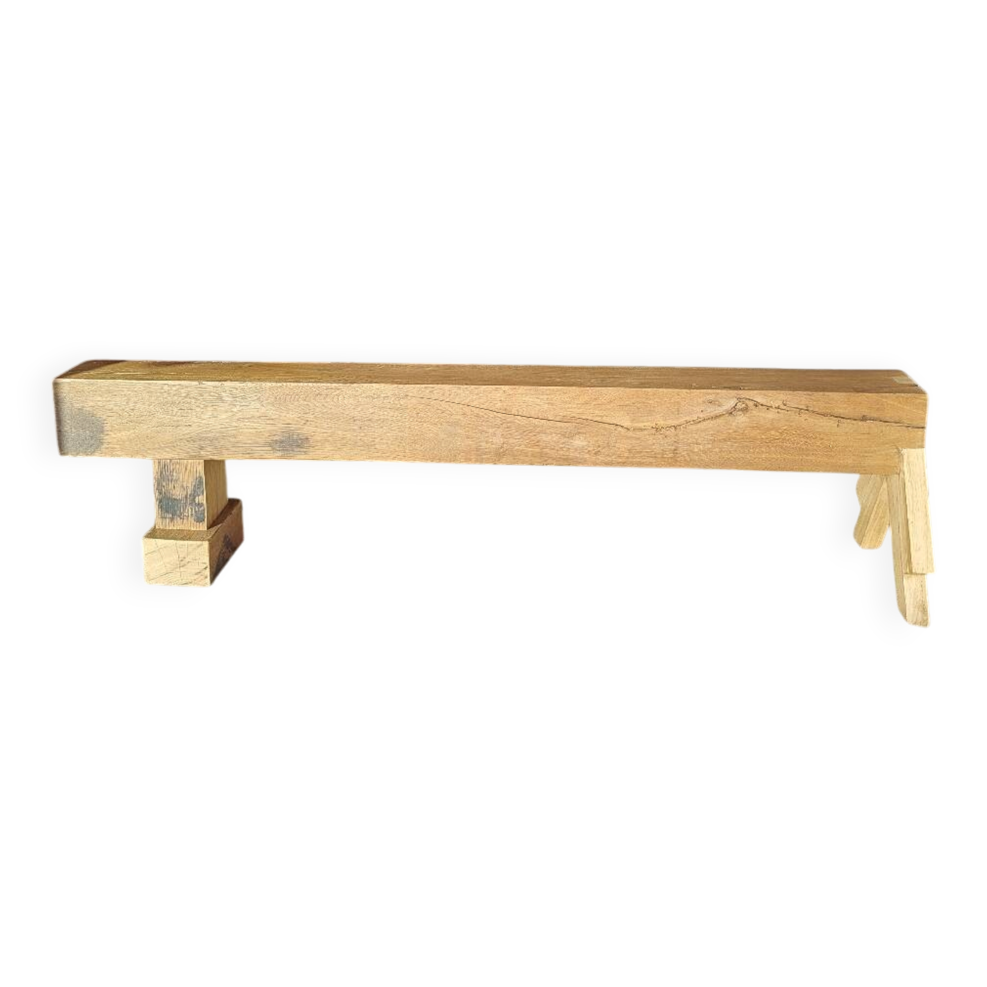 Artisanal oak beam entrance bench