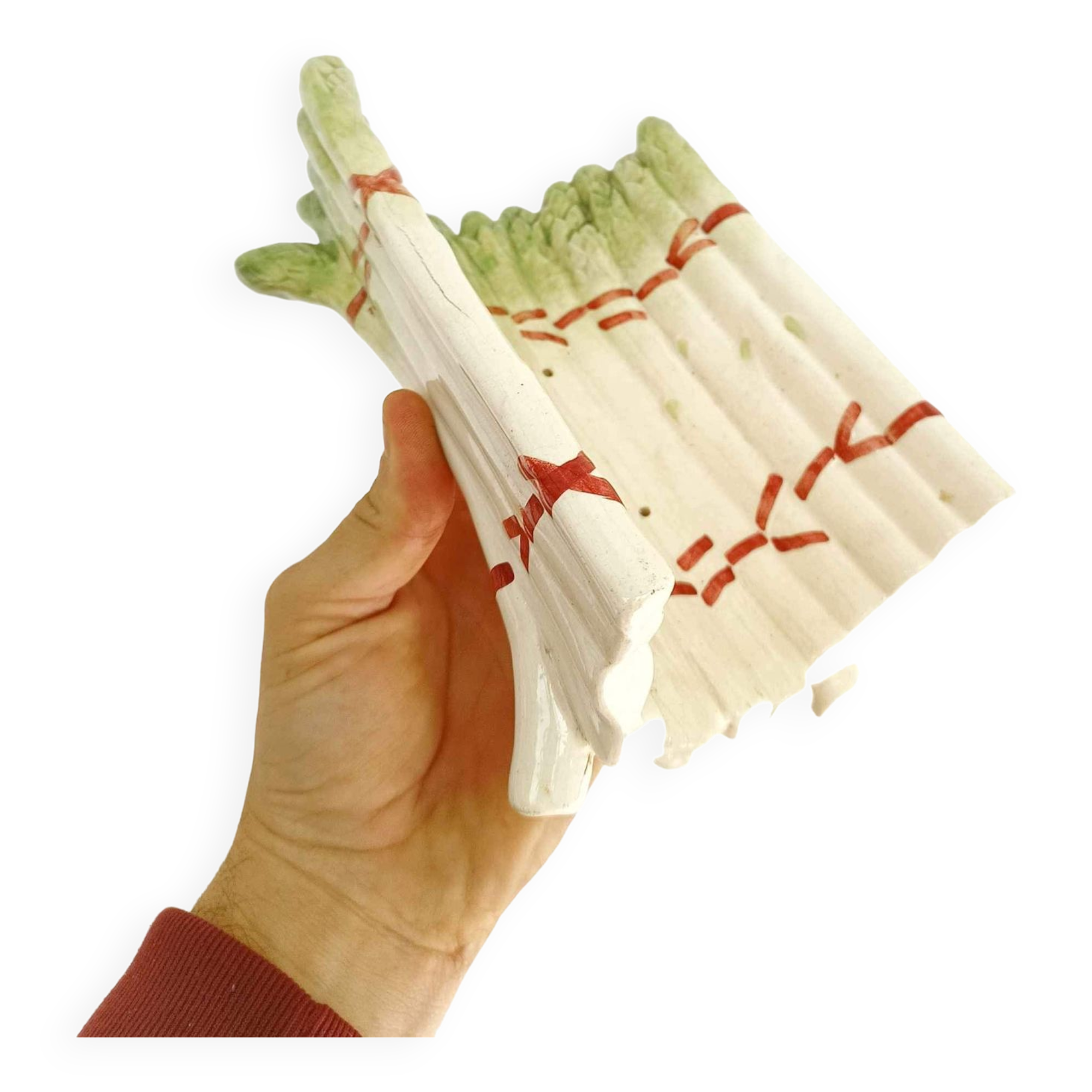 Asparagus dish in Sarreguemines barbotine