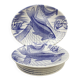 Plates and dish, fish service with cobalt blue decoration.