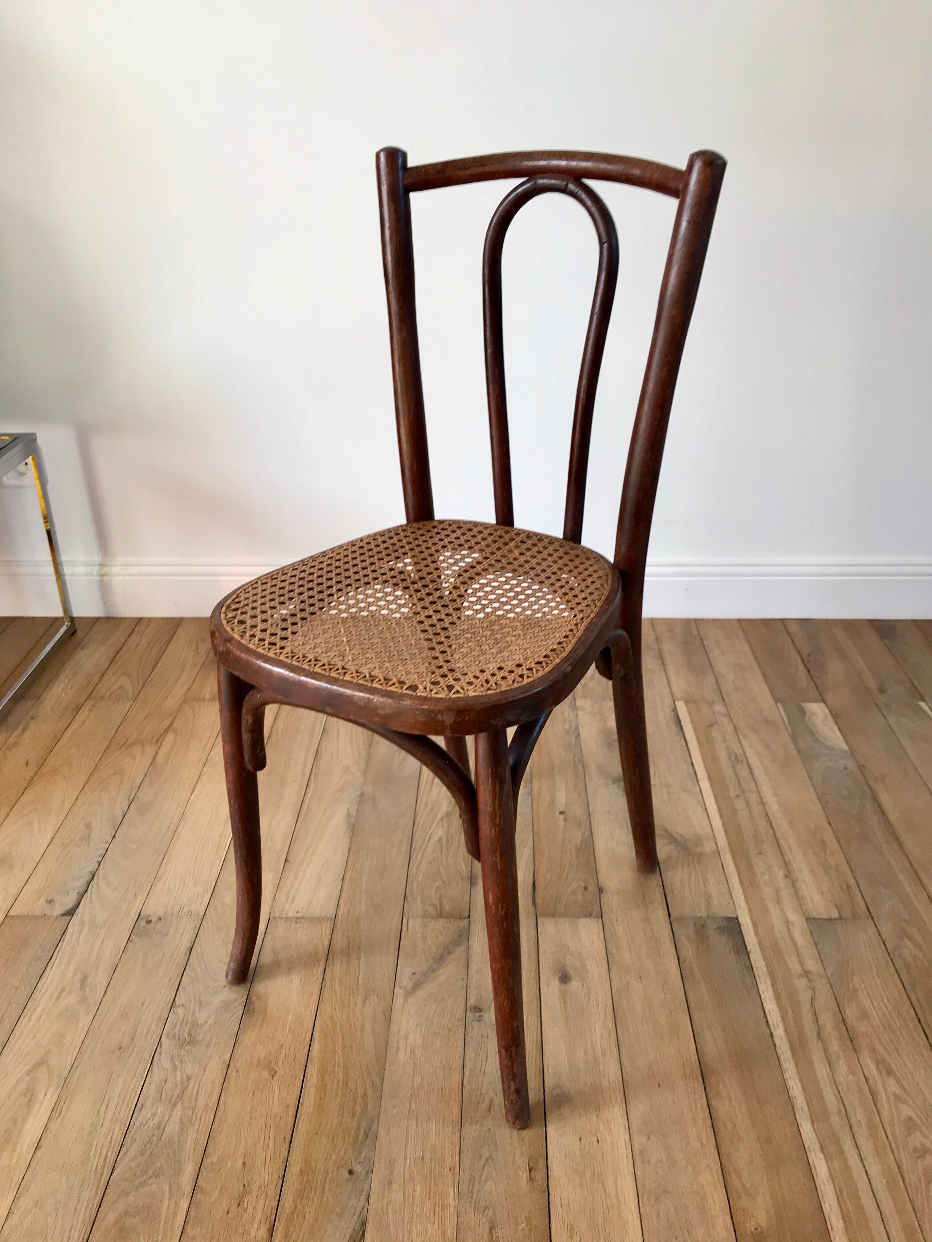 Baumann chair in turned wood and canning N33 early twentieth century