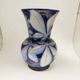 Vintage handmade blue floral decorated stoneware vase from Alsace Betschdorf.