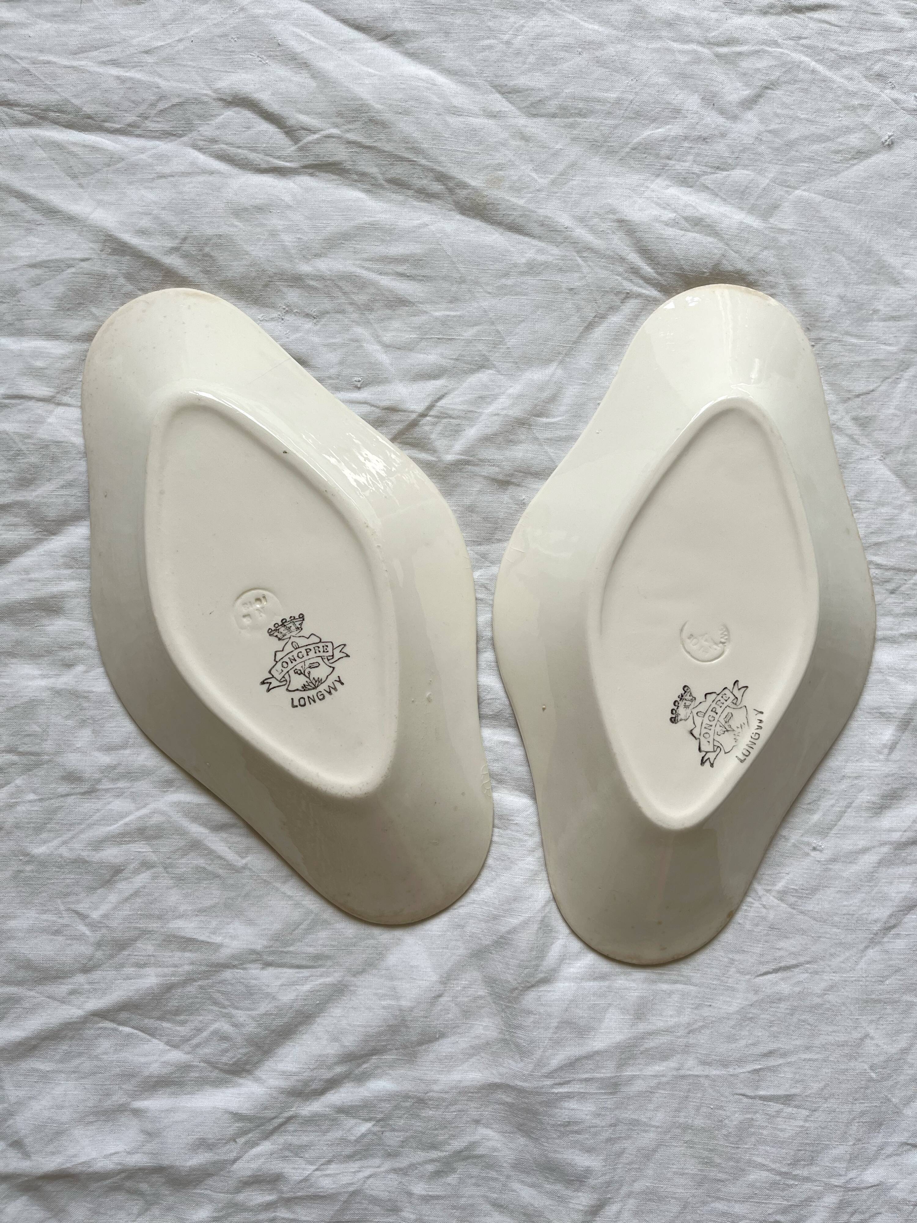 2 Longpré de Longwy iron clay dishes