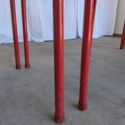 Set of 4 1970s Red & Black Metal Chair: Space Age Stackable Dining Chair
