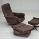1970s, Danish swivel armchair with footstool by Madsen & Schubel.