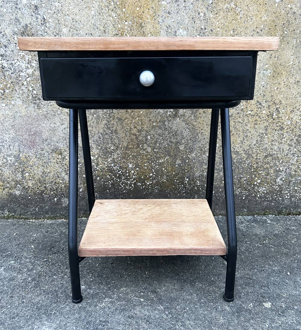 Vintage boarding school bedside table, 1950s