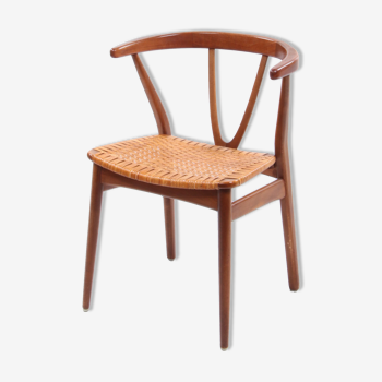 Danish design office chair with rattan seat,1960 Denmark