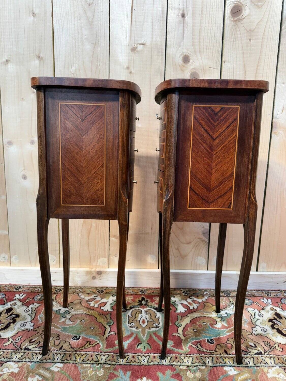 Pair of Louis XV bedside tables in marquetry