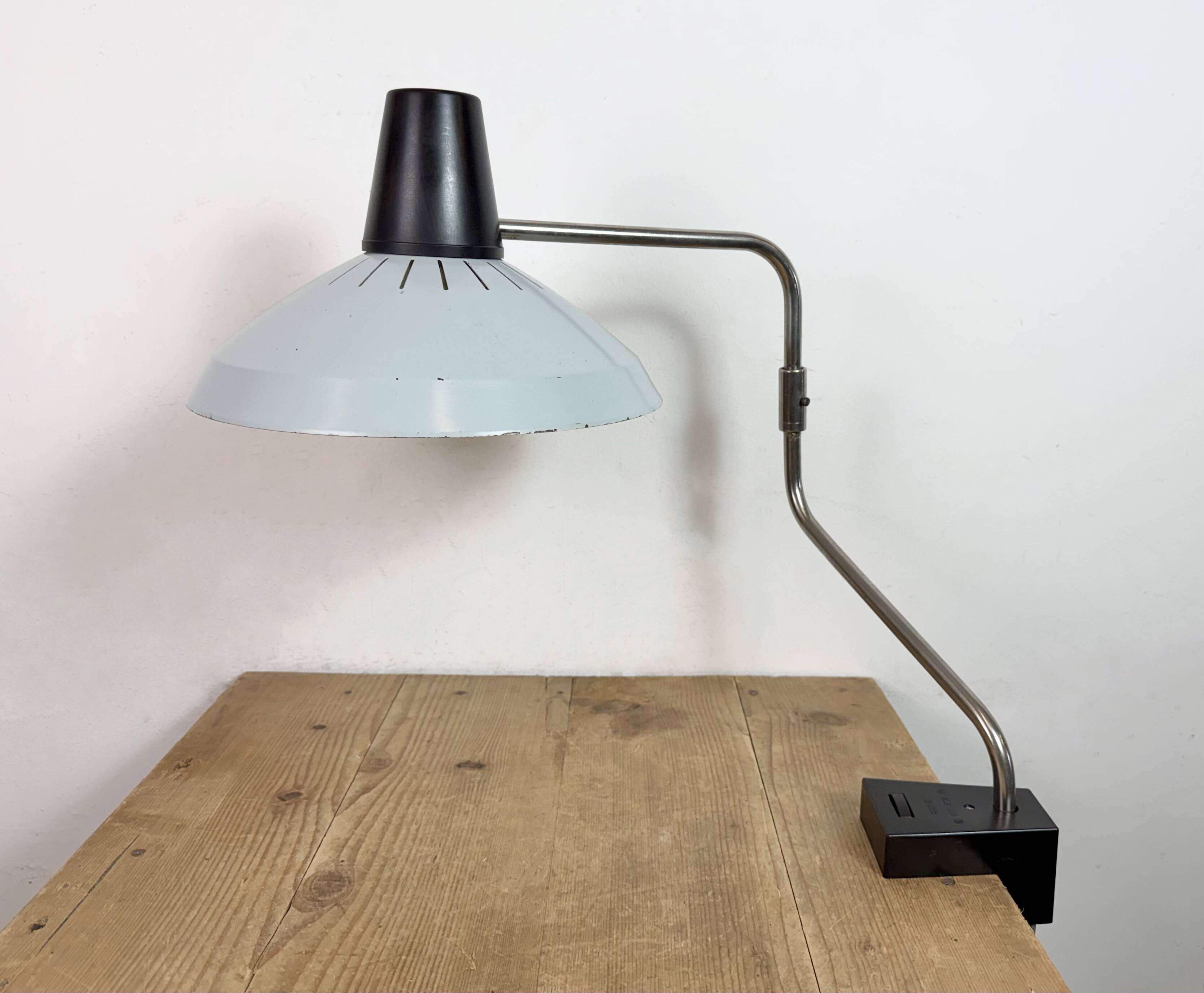 Grey Industrial Factory Office Desk Lamp from Elektrosvit, 1970s