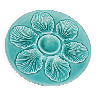 French green majolica oyster dish