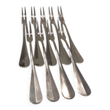 9 silver-plated snail forks by silversmith J Brille, 15.9 cm