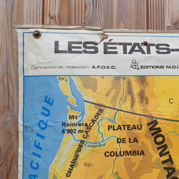 Carte scolaire représentant les Etats-Unis d'Amérique