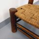 Vintage Charles Dudouyt Brutalist Low Chair in Wood and Straw