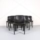 Lot de 6 chaises de salle à manger en bois et cuir noir