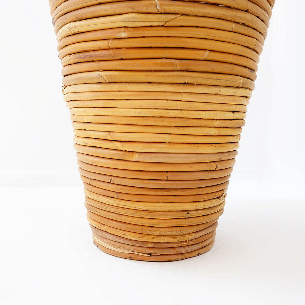 Vintage boho rattan sun vase in the style of Gabriella Crespi - H:70cm