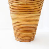 Vintage boho rattan sun vase in the style of Gabriella Crespi - H:70cm