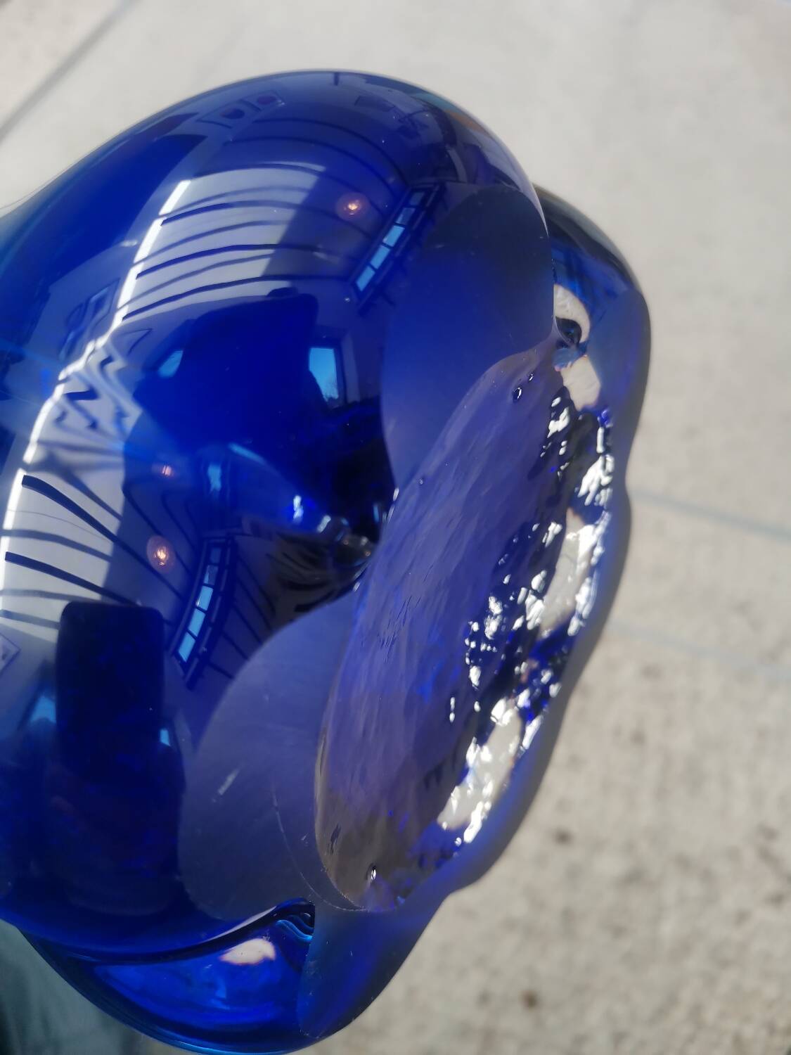 Tall Blue Murano Style Art Glass Vase, Mid-Century Modern Design, 1960