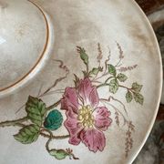 Luneville KG compote dish with poppy and butterfly design.