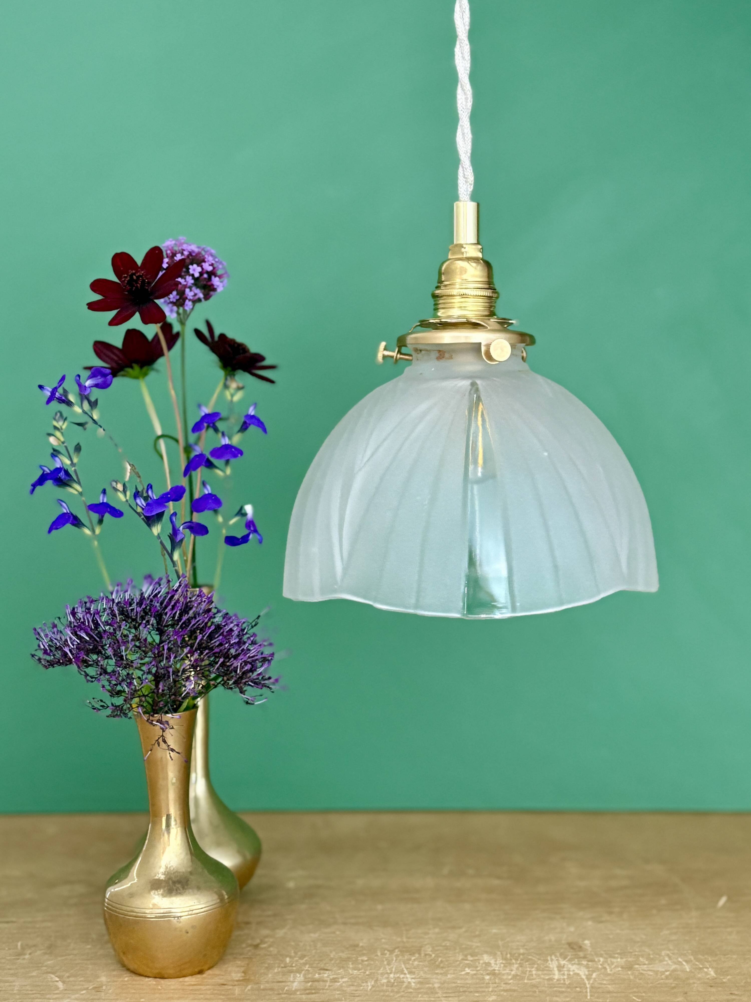 Vintage art deco frosted glass lampshade pendant light