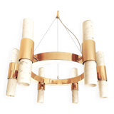 Metal and Carrare marble chandelier