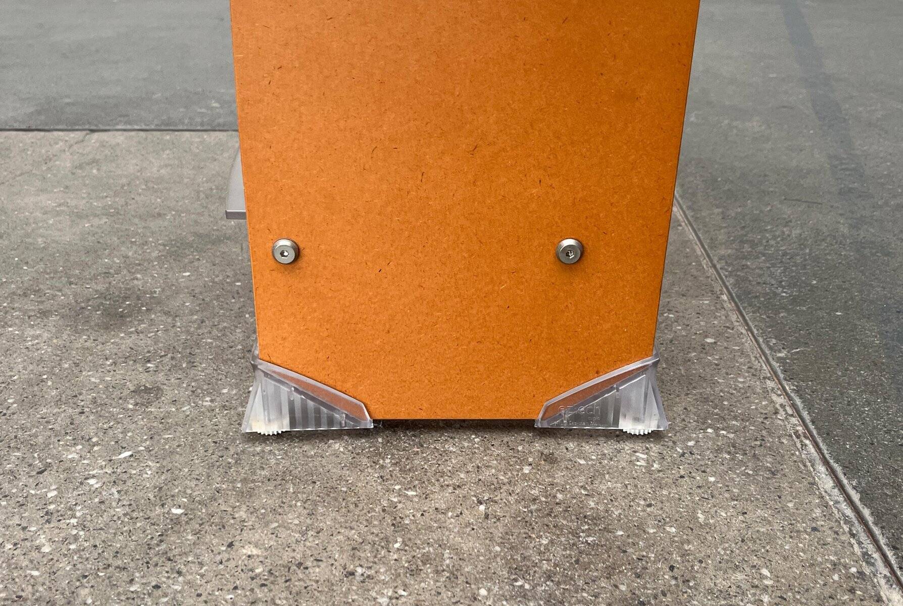 Postmodern CD storage unit in wood, metal, and plastic by Ezech, 1980s.