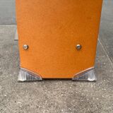 Postmodern CD storage unit in wood, metal, and plastic by Ezech, 1980s.