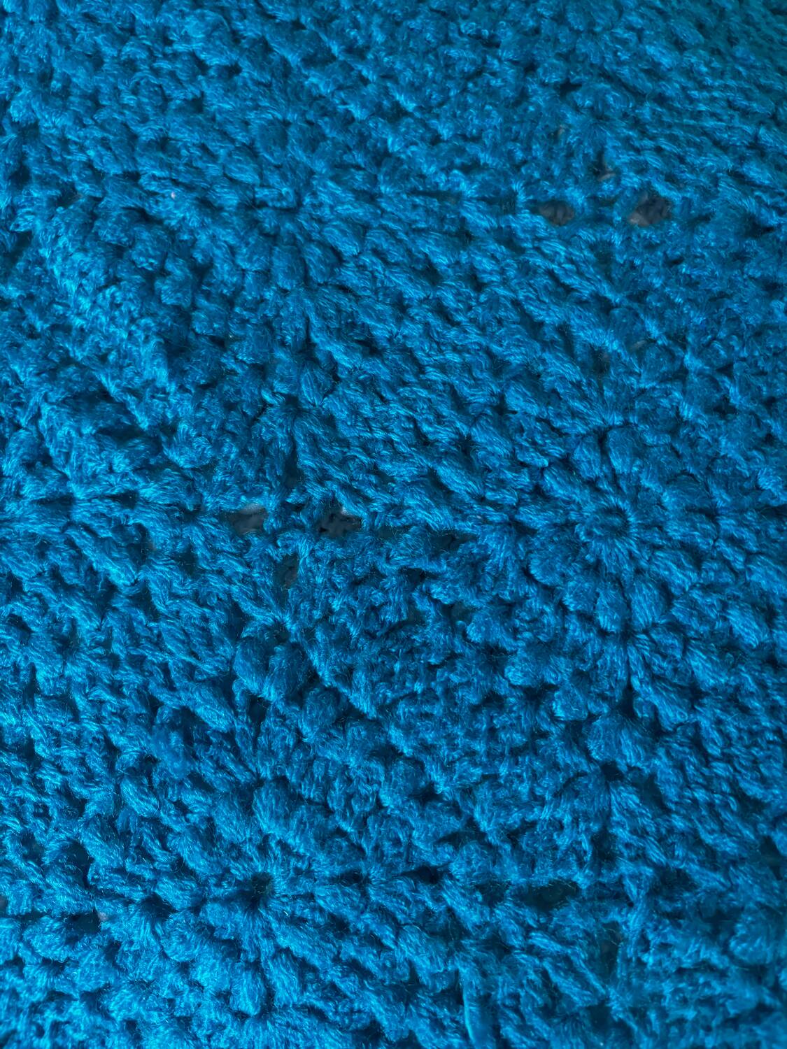 Vintage blue crochet granny blanket