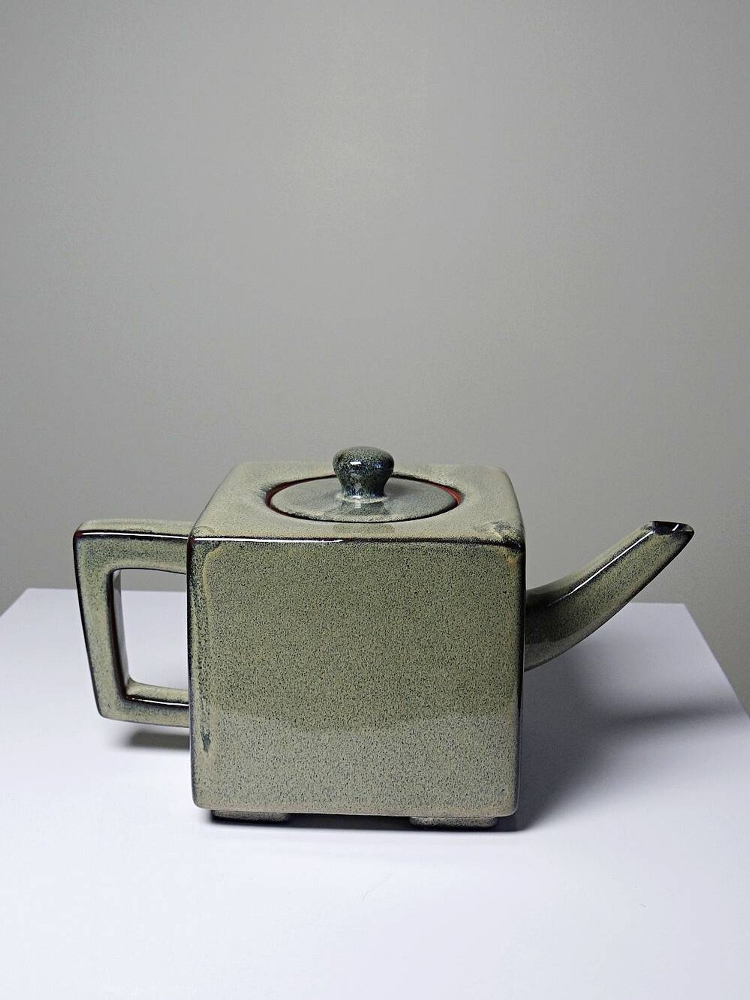 Service à thé chinois en terre cuite émaillée, théière et 4 tasses, années 1980