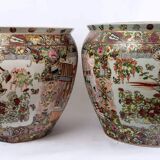Pair fish aquarium - chinese porcelain - cloisonné enamel - canton - epoch: xxth century