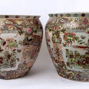 Pair fish aquarium - chinese porcelain - cloisonné enamel - canton - epoch: xxth century