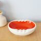Large hollow ashtray in red and white earthenware, 50s or 60s