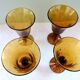 Biot engraved amber and bubbled water glasses, 70s