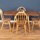 Retro Blonde Ercol Model 383 Dining Table & Four Model 370 Windsor Kitchen Dining Chairs