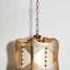 Raffia and wood ceiling lamp. Spain, 1970s.