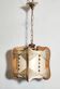 Raffia and wood ceiling lamp. Spain, 1970s.