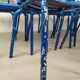 14 blue metal bistro chairs