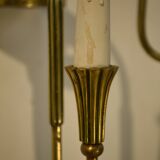 Monumental bronze wall light with three arms, neoclassical Art Deco from the 1940s.