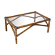 Rattan coffee table and vintage smoked glass top