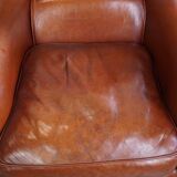 Armchair Made from Cognac-Colored Cowhide Leather